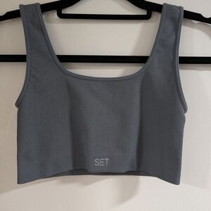 SET Active Ribbed Gray Sports Bra